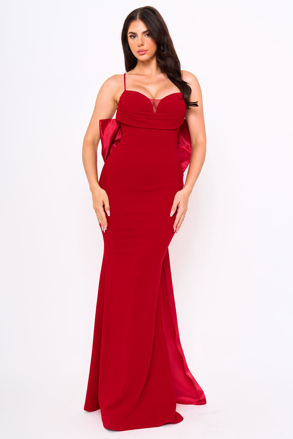 Symphony Dress - Oversized Ribbon Bow On The Back Detail Mermaid Maxi Dress | Zezebe