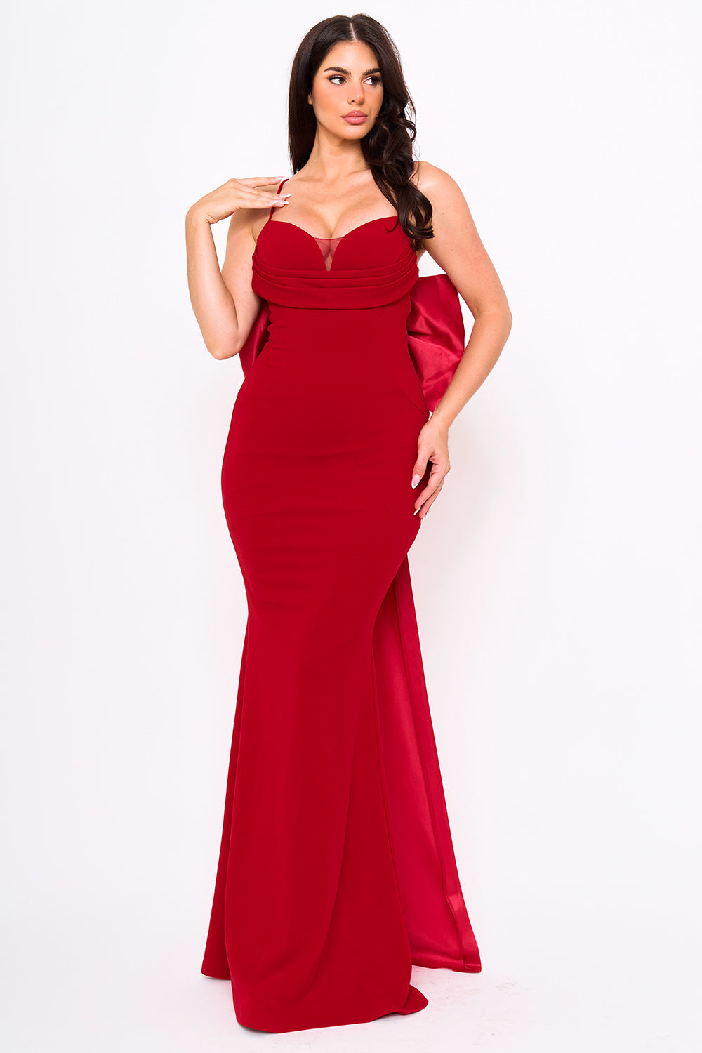 Symphony Dress - Oversized Ribbon Bow On The Back Detail Mermaid Maxi Dress | Zezebe