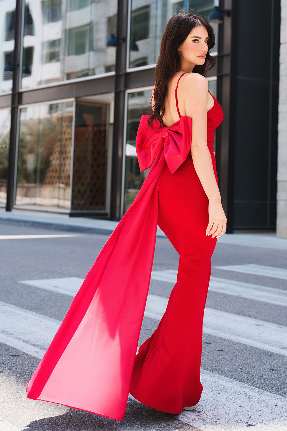 Symphony Dress - Oversized Ribbon Bow On The Back Detail Mermaid Maxi Dress | Zezebe