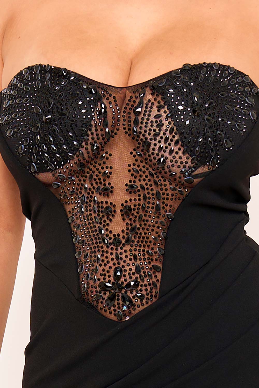 Symphony Dress - Rhinestone Bustier Top With Mermaid Like Maxi Dress | Zezebe