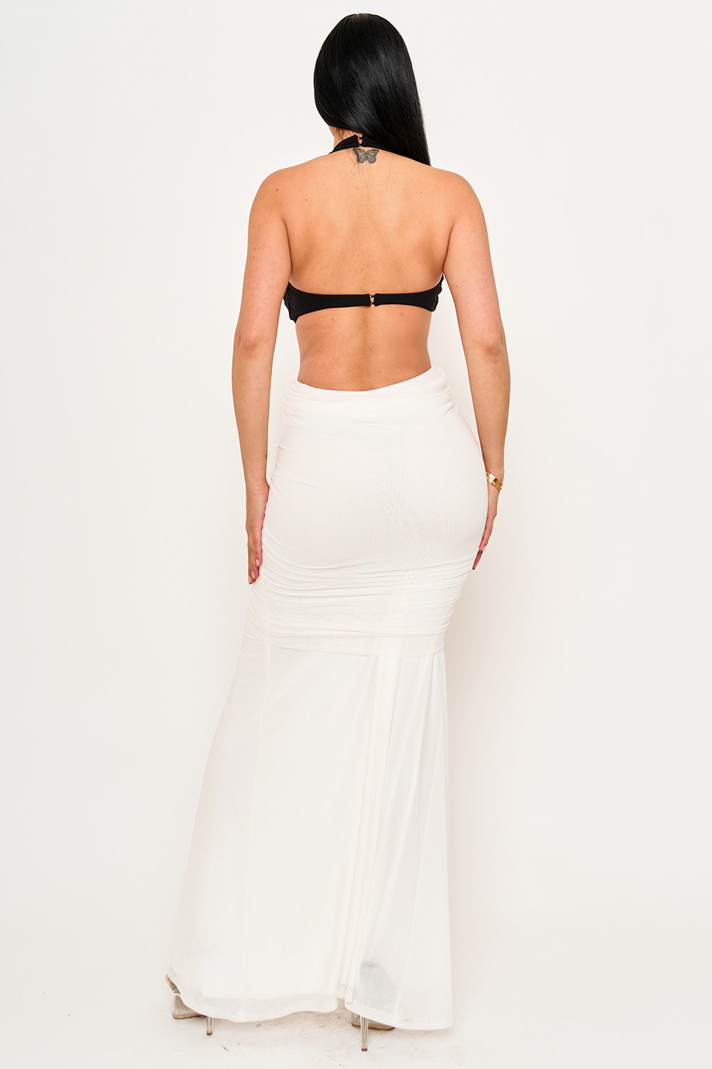 Symphony Dress - Two Tone Contrast Fabric Mermaid Maxi Dress | Zezebe