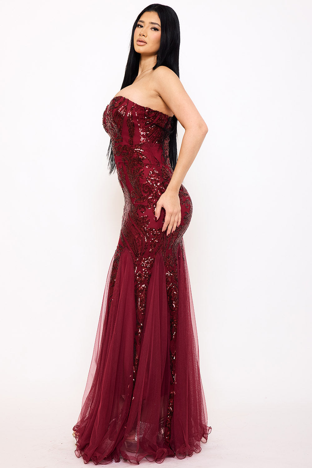 Symphony - Sequin Sheer Mesh Formal Mermaid Maxi Drss | Zezebe