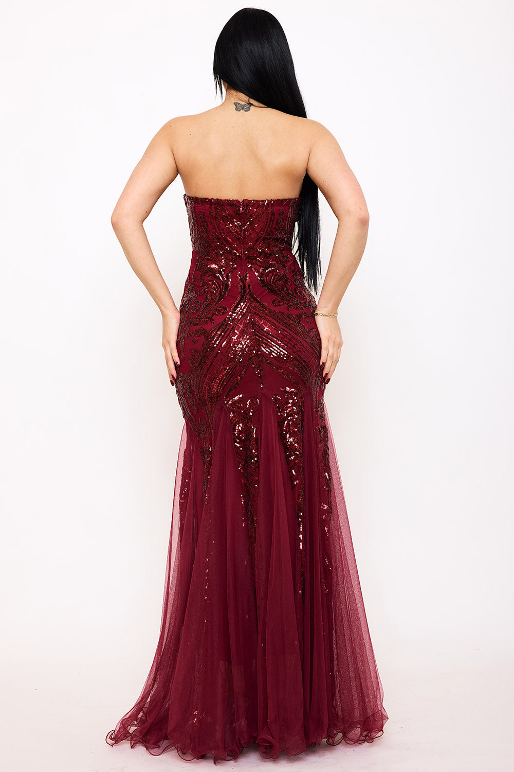 Symphony - Sequin Sheer Mesh Formal Mermaid Maxi Drss | Zezebe