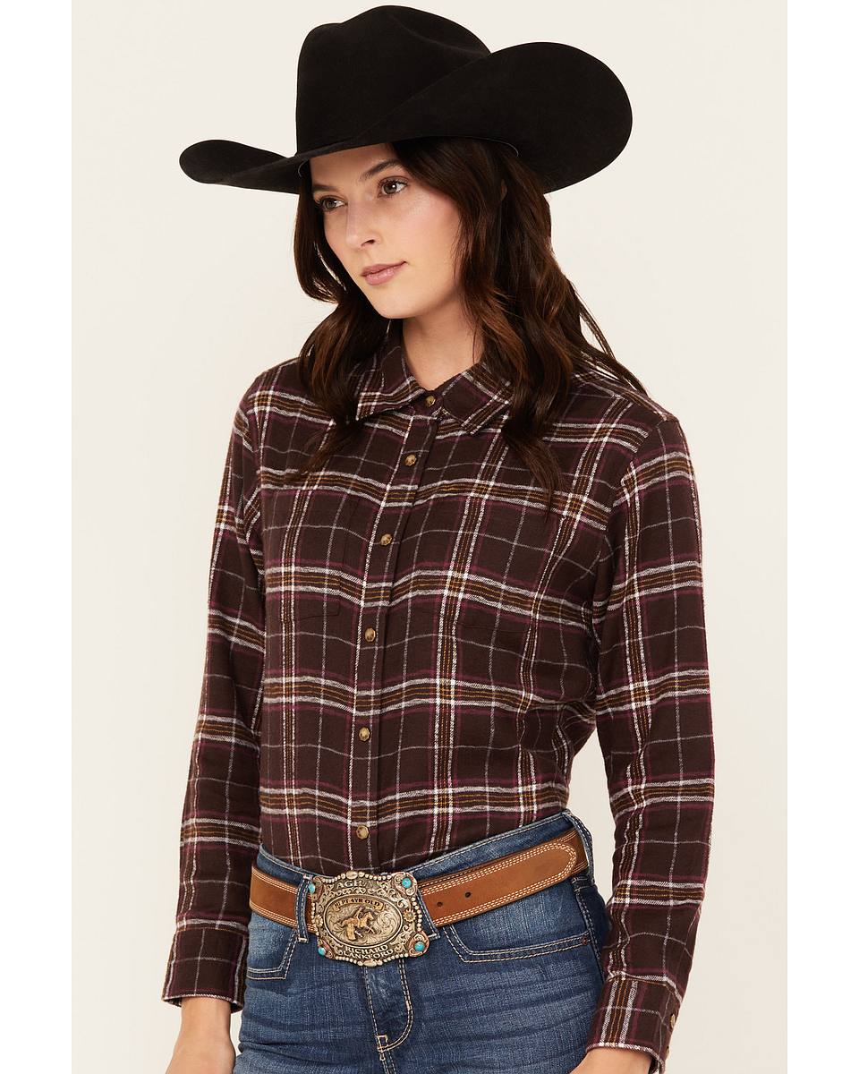 Women's Plaid Print Long Sleeve Snap Western Shirt