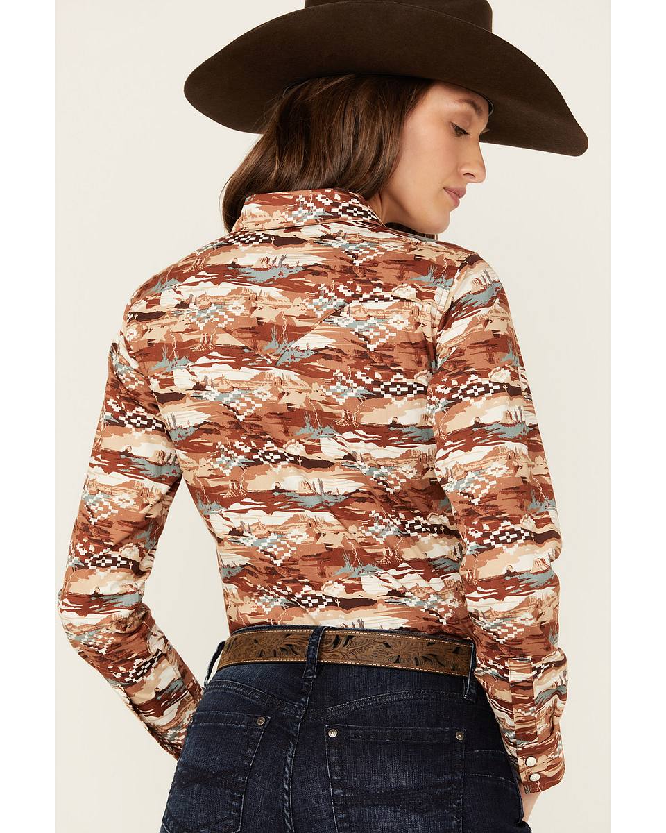 Women's Cheyenne Desert Tossed Long Sleeve Snap Stretch Western Shirt